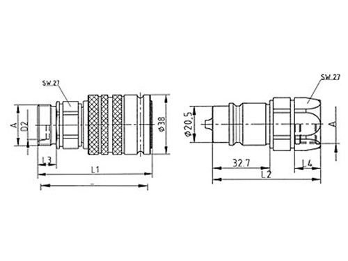 KULIČKOVÁ HYDRAULICKÁ RYCHLOSPOJKA DN13 VNĚJŠÍ PRODLOUŽENÝ ZÁVIT